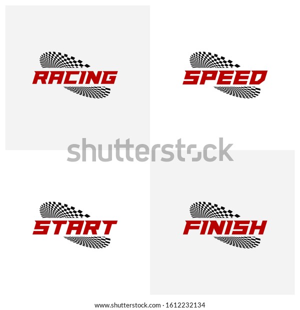 Set of Race\
flag logo icon, Racing logo concept, modern simple design\
illustration vector template, Creative\
design