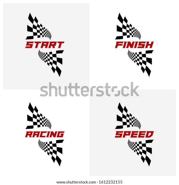 Set of Race\
flag logo icon, Racing logo concept, modern simple design\
illustration vector template, Creative\
design