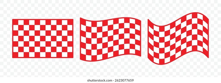 Set of race flags icon. Race flag, checkered, sports, car, moto. Vector illustration of sport racing flags.