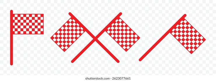 Set of race flags icon. Race flag, checkered, sports, car, moto. Vector illustration of sport racing flags.