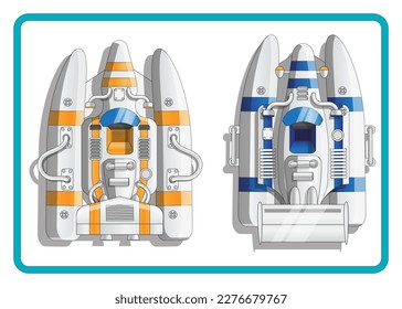 Set of racing boats. View from above. Isolated on white background. Vector illustration. 