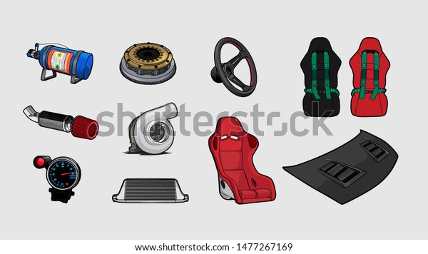 set of racing car\
accessories