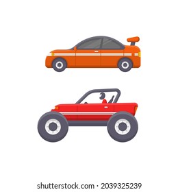 set of racing car vector illustrations in the collection of racing sedans and buggy car illustrations in racing car illustration theme
