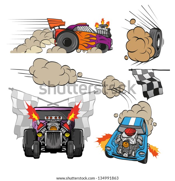 Set of\
racing cars, comics book vector\
illustration
