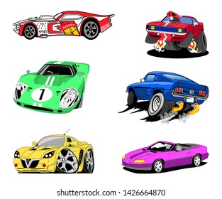 Set of racing cars ready for print vector art