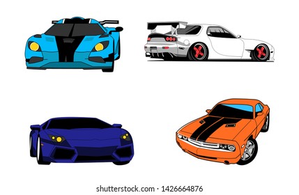 Set of racing cars ready for print vector art