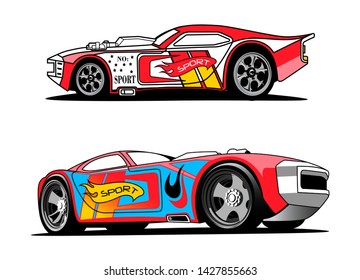 Set of racing cars vector art