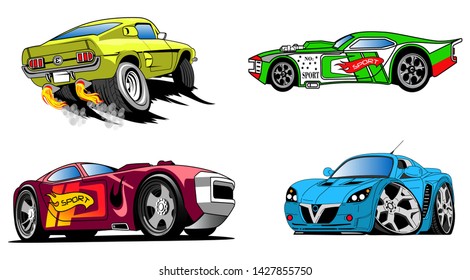 Set of racing cars vector art