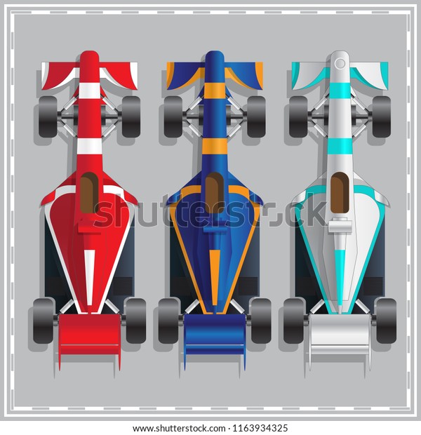 Set\
of racing cars. View from above. Vector\
illustration.