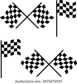Set of racing flags, simple checker flags.