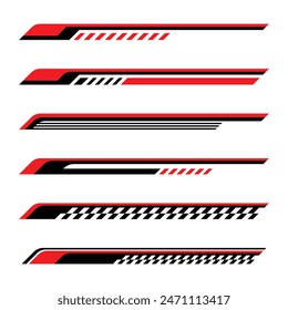 Set of racing geometric stripes car wrap decals