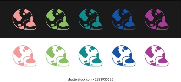 Set Racing helmet icon isolated on black and white background. Extreme sport. Sport equipment.  Vector
