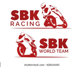 Set Of Racing Motorcycle Logo Isolated On White Background. Superbike Racing Team Logo. Vector.