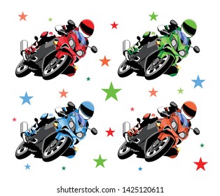 Set of racing motorcycle vector art
