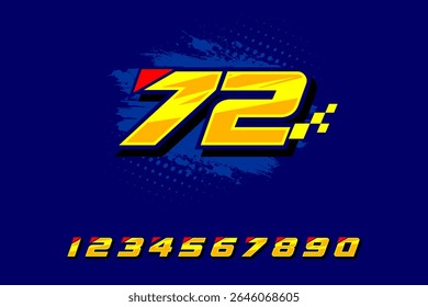 Set of racing number 72, start racing number, sport race number vector illustration EPS 10