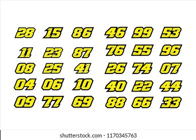 Set of racing number, start racing number, sport race number with halftone dots style vector illustration eps 10