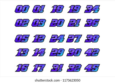 Set of racing number, start racing number, sport race number with halftone dots style vector illustration eps 10