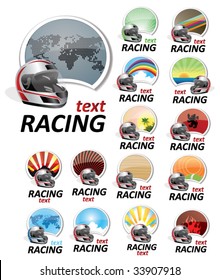 set of racing signs