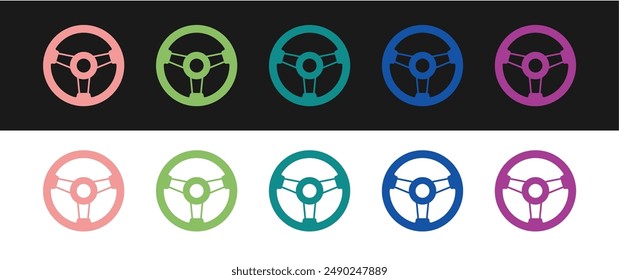 Conjunto simulador de carreras icono de la cabina aislado sobre fondo blanco y negro. Accesorio para juegos. Gadget para el juego de simulación de conducción.  Vector