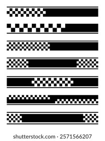 Set of racing style checkered flag car wrap stickers