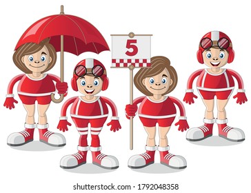 Set for a racing team. Isolated on white background. Vector illustration.