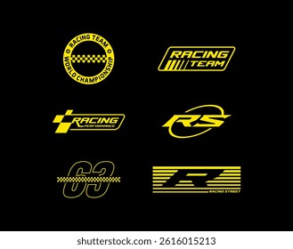 set of racing team trendy fashionable