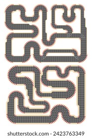 A set of racing tracks for board games. Isolated on white background. Vector illustration.
