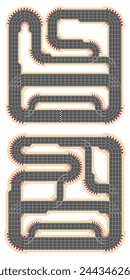 A set of racing tracks for board games. Isolated on white background. Vector illustration.