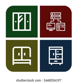 Conjunto de iconos de rack. Como armario, almacenamiento de equipos, armario, iconos de rack