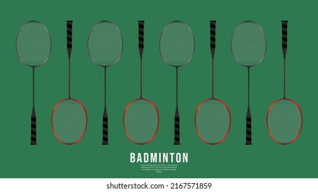 Set Racket Badminton icon symbol vector, isolated on green background, illustration Vector EPS 10 , can use for  Badminton Championship Logo