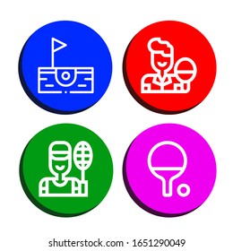 Set of racket icons. Such as Birdie, Table tennis, Badminton, Ping pong , racket icons