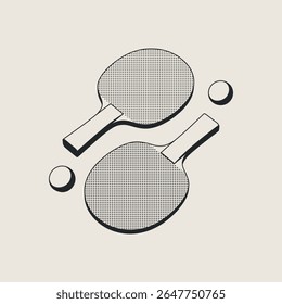 Conjunto de raquetes e bolas para tênis de mesa. Ilustração colorida no plano de fundo. Gráficos vetoriais.