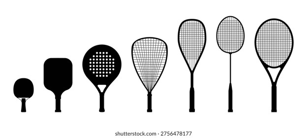 set of rackets sport silhouette