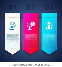 Set Radar, Aircraft steering helm and Parachute. Business infographic template. Vector