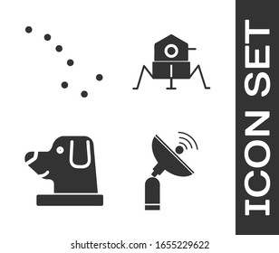 Colocar Radar, constelación de Oso Grande, Perro en casco astronauta e ícono de arroyo de Marte. Vector