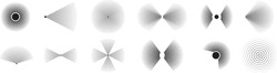 Set of radar icon. Sonar sound waves icon. Signal concentric circles. Sonar wave and echo sounding symbol isolated on transparent background. Vector illustration