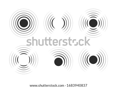 Set of radar icons. Sonar sound waves. Modern flat style vector illustration.