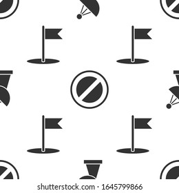 Set Radar, Stop sign and Flag on seamless pattern. Vector