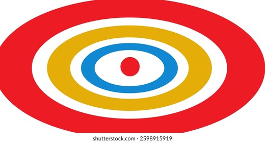 Set of radial circles yellow, red, blue and white background with copy space.