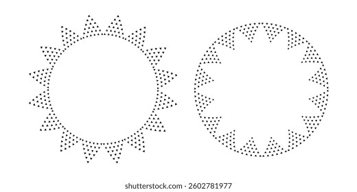 Set of Radial Geometric Patterns for Decorative Round Frames. Circle Design Elements Isolated on White Background. Vector Art.