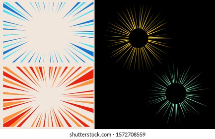 set of radial lines. cartoon template or frame
