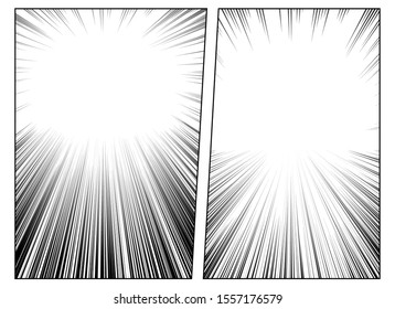 Set of radial manga speed lines for comic books, action or explosion background in black and white