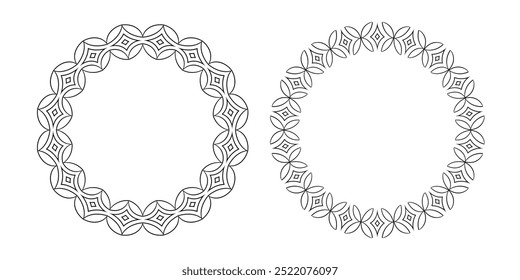 Set of Radial Outline Patterns for Frames and Borders. Decorative Design Elements. Vector Art.