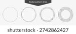 Set of radial pattern lines. Dashed circle frames. Vector