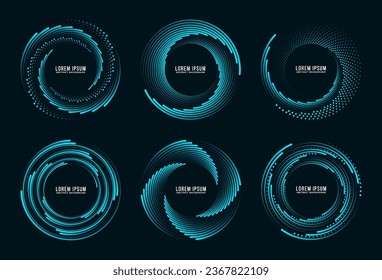 Set of radial speed Lines in circle Form for comic books.