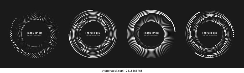 Set of radial speed Lines in circle Form for comic books.