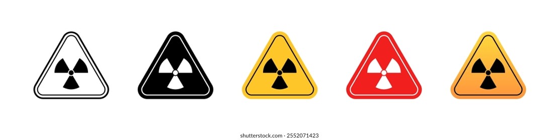 Set Radiation Road Signs. Flat Style. Vector icons