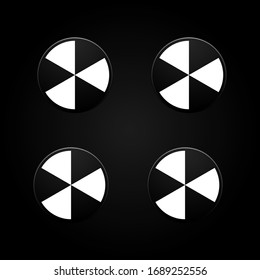 Set of radiation signs on dark background, vector illustration