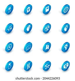 Establecer el documento de advertencia de radiación, Libro, Bacterias, Raíz cuadrada de 4 glifos, Protector seguro con relámpago, Cabeza y símbolo eléctrico, radiación e icono radiactivo. Vector