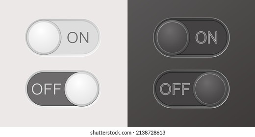 Un conjunto de botones de opción situados en un fondo claro y oscuro. 3 D. Ilustración vectorial.